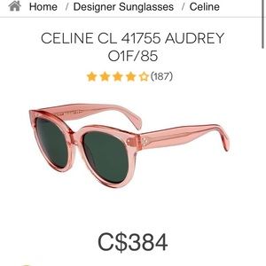 Celine Audrey pink sunglasses CL 41755 O1F85